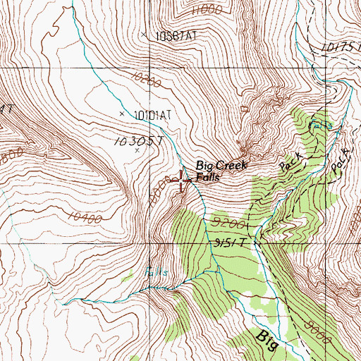 Topographic Map of Big Creek Falls, WY