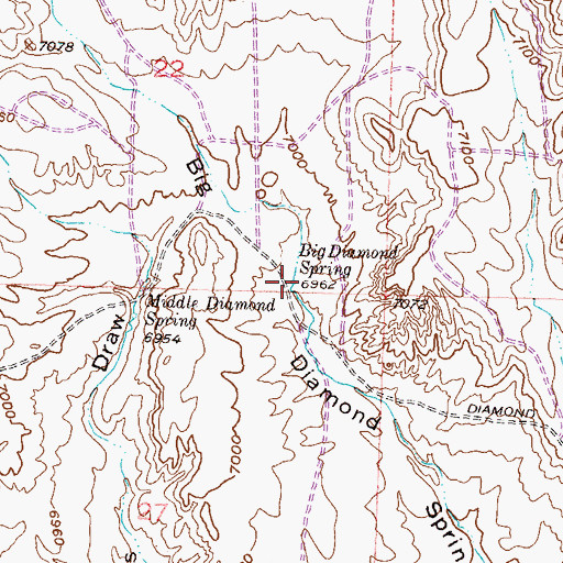 Topographic Map of Big Diamond Spring, WY