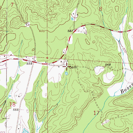 Topographic Map of Johnson School House Cemetery, AL