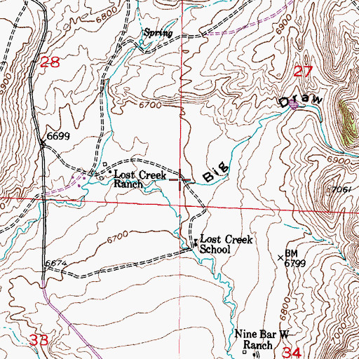 Topographic Map of Big Draw, WY