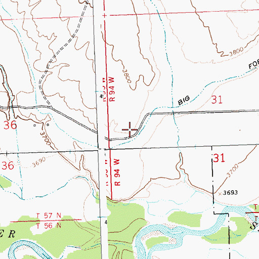 Topographic Map of Big Fork Canal, WY