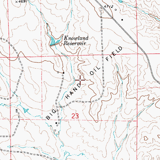 Topographic Map of Big Hand Oil Field, WY