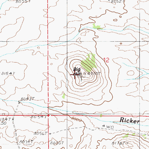 Topographic Map of Big Hill, WY