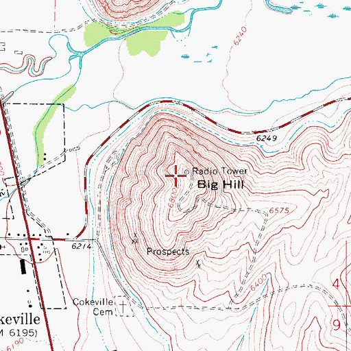 Topographic Map of Big Hill, WY