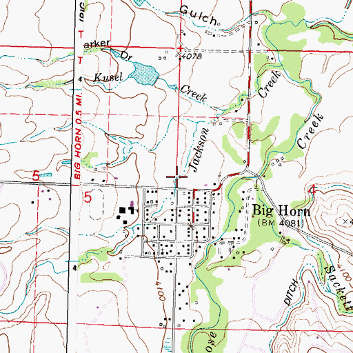 Topographic Map of Big Horn, WY