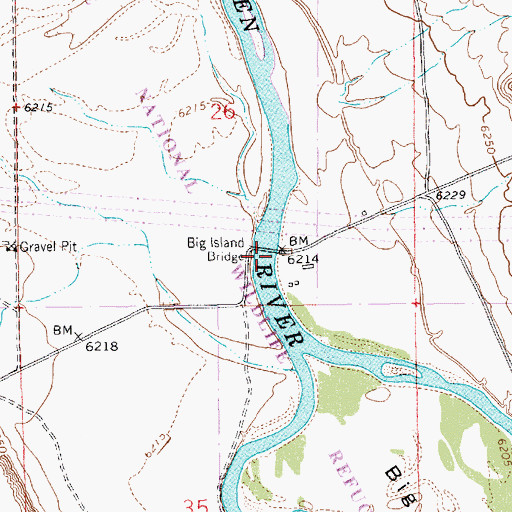 Topographic Map of Big Island Bridge, WY
