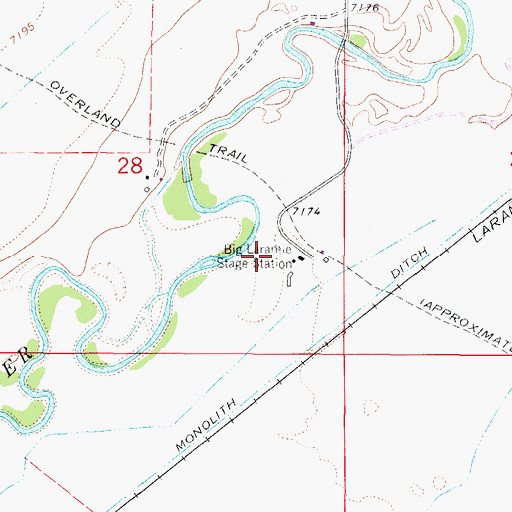 Topographic Map of Big Laramie Stage Station, WY