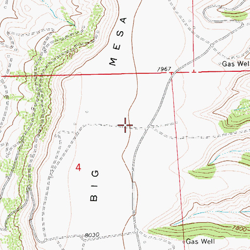 Topographic Map of Big Mesa, WY