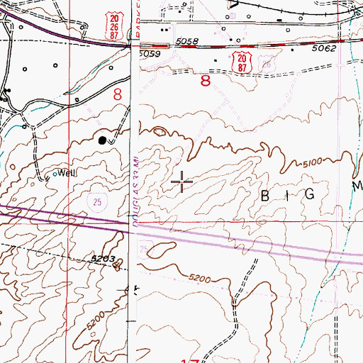 Topographic Map of Big Muddy Oil Field, WY