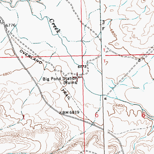 Topographic Map of Big Pond Station (historical), WY