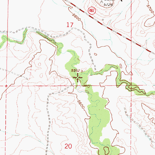 Topographic Map of Big Red Creek, WY
