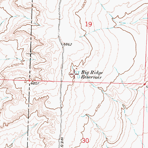 Topographic Map of Big Ridge Reservoir, WY