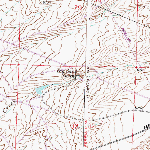 Topographic Map of Big Sand Spring, WY