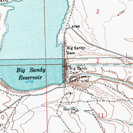 Topographic Map of Big Sandy Dam, WY