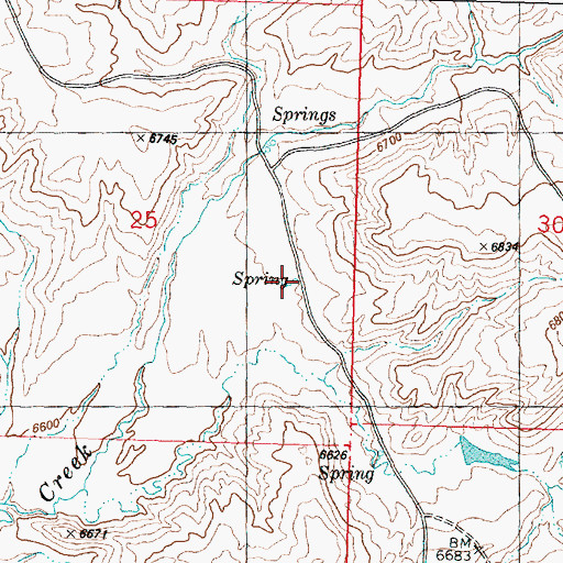 Topographic Map of Big Spring, WY