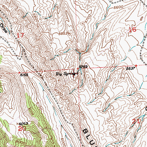 Topographic Map of Big Spring, WY