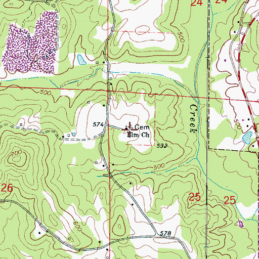 Topographic Map of Elam Cemetery, AL