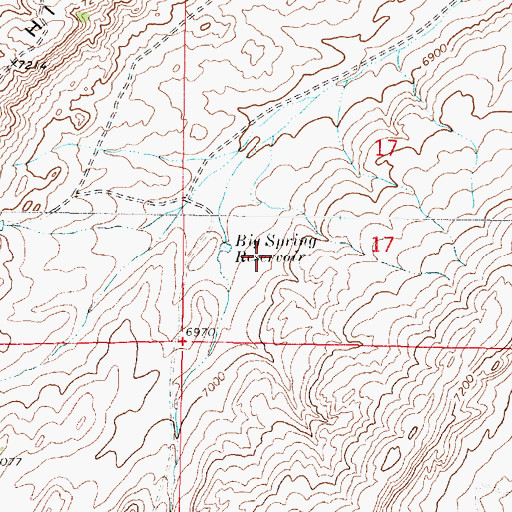 Topographic Map of Big Spring Reservoir, WY