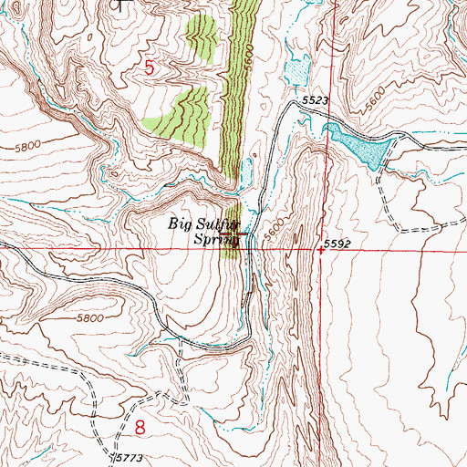 Topographic Map of Big Sulfur Spring, WY