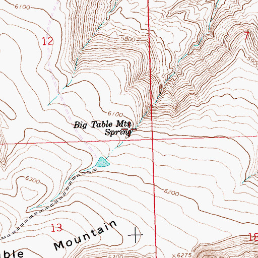 Topographic Map of Big Table Mountain Spring, WY