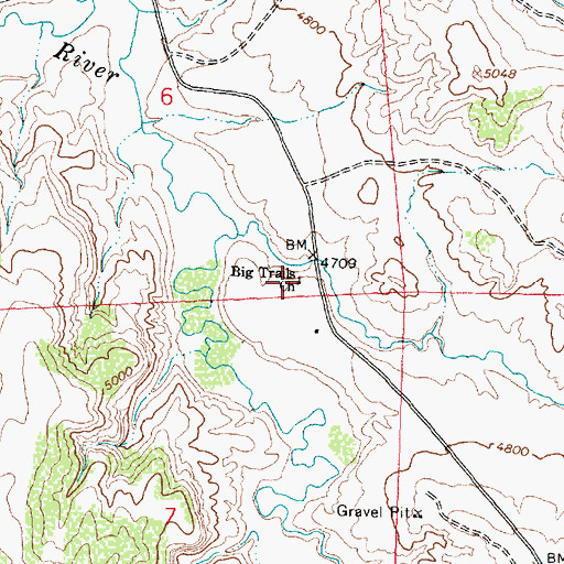 Topographic Map of Big Trails Church, WY