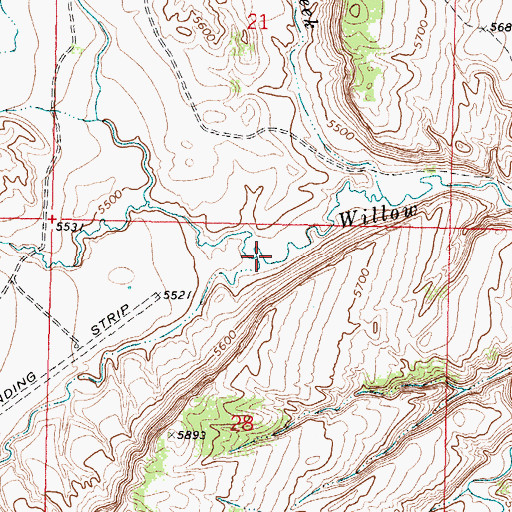 Topographic Map of Big Willow Creek, WY