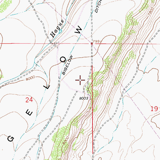 Topographic Map of Bigelow Bench, WY