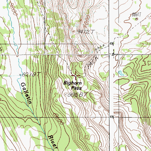 Topographic Map of Bighorn Pass, WY