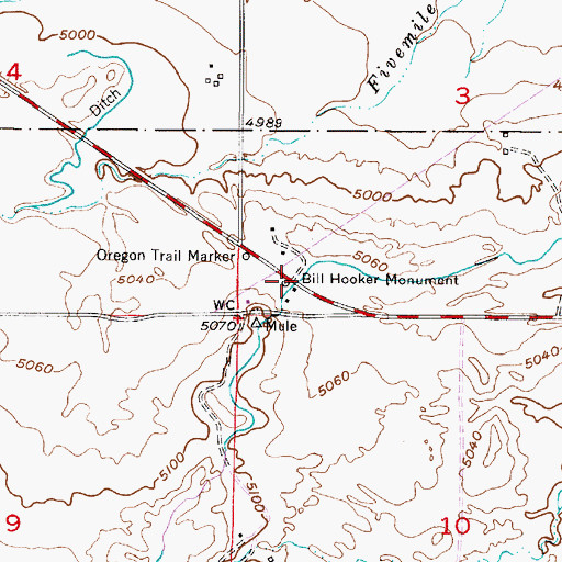 Topographic Map of Bill Hooker Monument, WY