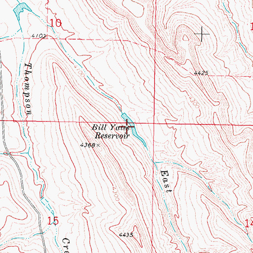 Topographic Map of Bill Yates Reservoir, WY