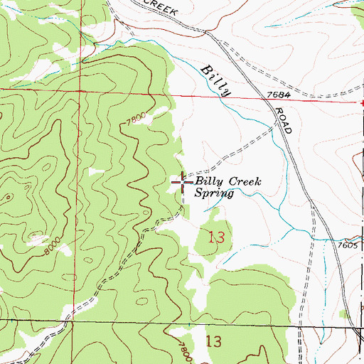 Topographic Map of Billy Creek Spring, WY