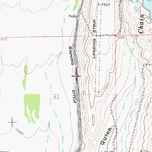 Topographic Map of Binning Ditch, WY
