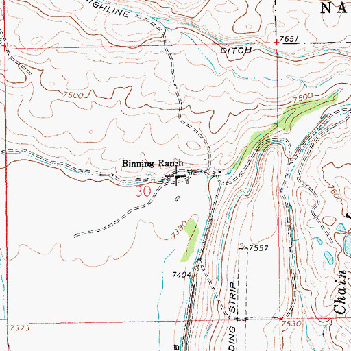 Topographic Map of Binning Ranch, WY
