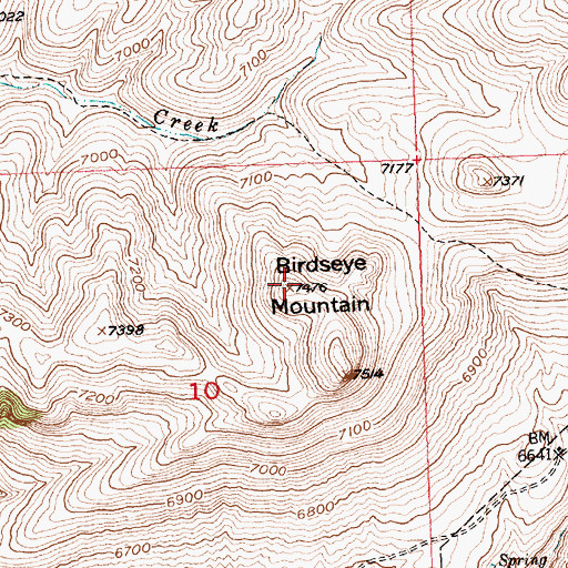 Topographic Map of Birdseye Mountain, WY