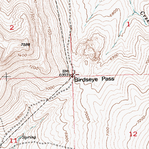 Topographic Map of Birdseye Pass, WY