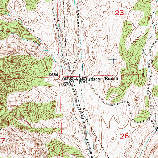 Topographic Map of Birdseye Ranch, WY