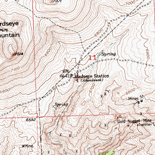 Topographic Map of Birdseye Station, WY