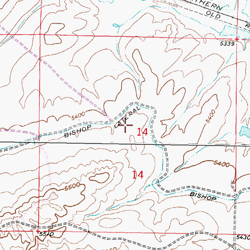 Topographic Map of Bishop Lateral, WY