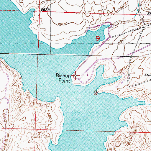 Topographic Map of Bishop Point, WY