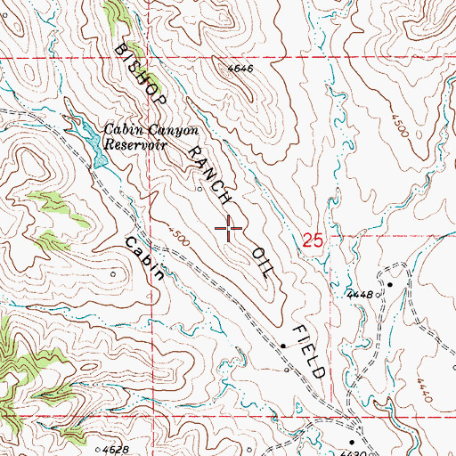 Topographic Map of Bishop Ranch Oil Field, WY