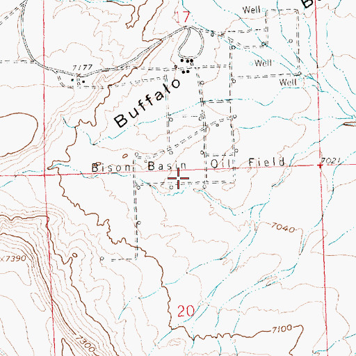 Topographic Map of Bison Basin Oil Field, WY