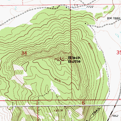 Topographic Map of Black Butte, WY