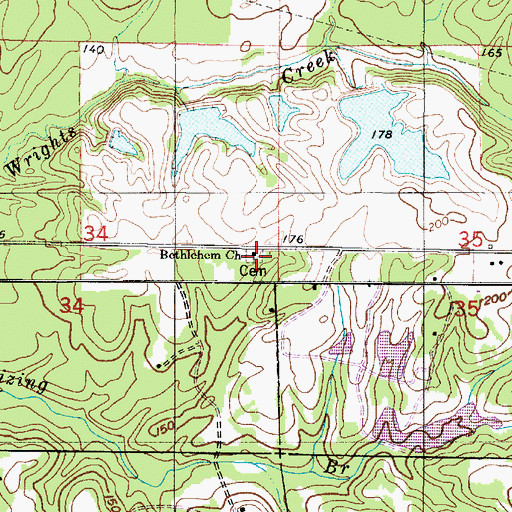 Topographic Map of Bethlehem Cemetery, AL