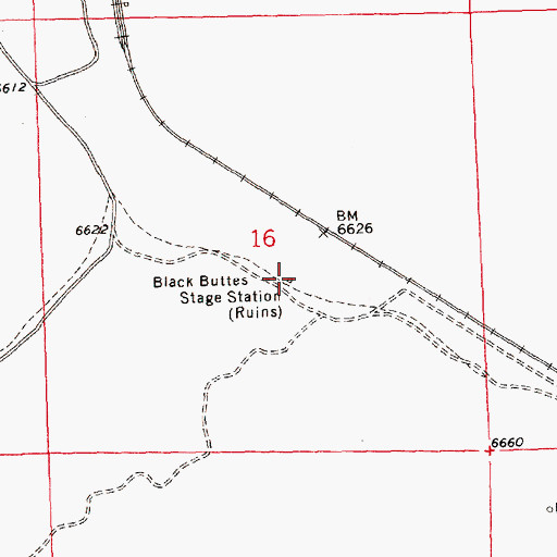 Topographic Map of Black Buttes Stage Station, WY