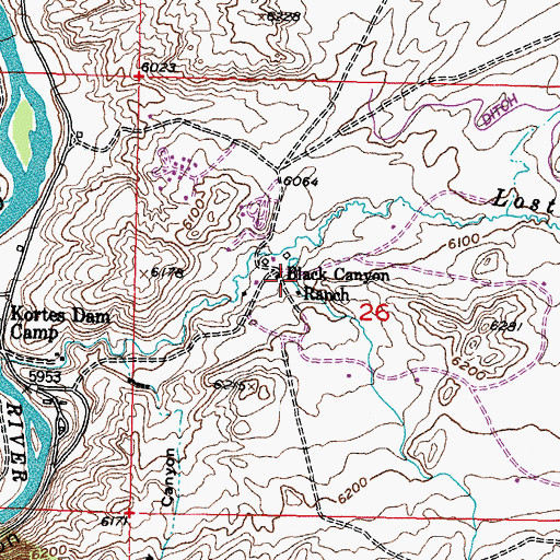 Topographic Map of Black Canyon Ranch, WY