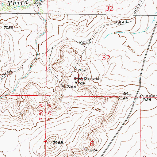Topographic Map of Black Diamond Mines, WY