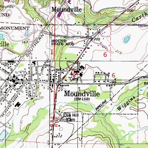 Topographic Map of Carthage Presbyterian Church Cemetery, AL