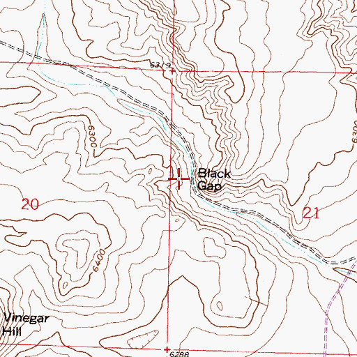 Topographic Map of Black Gap, WY