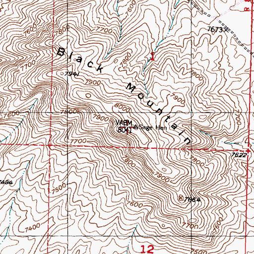 Topographic Map of Black Mountain, WY
