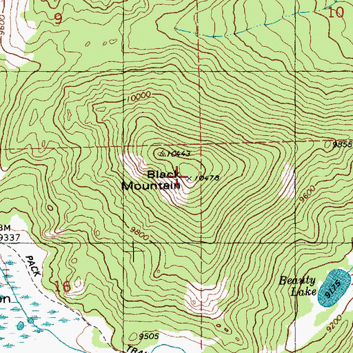 Topographic Map of Black Mountain, WY